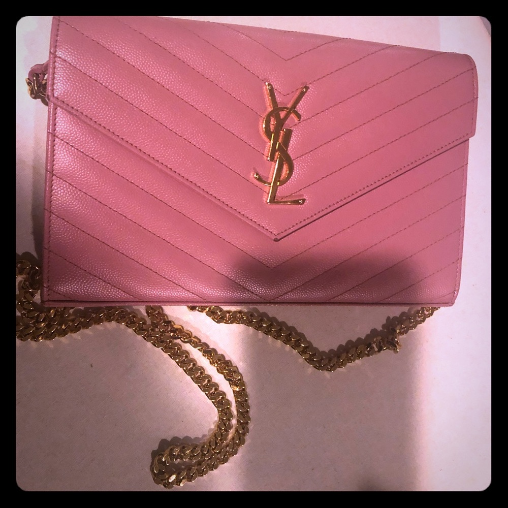 💯 YSL Matelasse Rose Pink small envelope bag